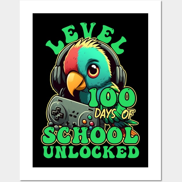 Level 100 Days Of School Unlocked Gamer Video Games Boys Wall Art by Giftyshoop